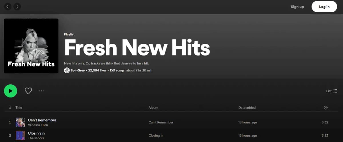 Spotify curated playlist
