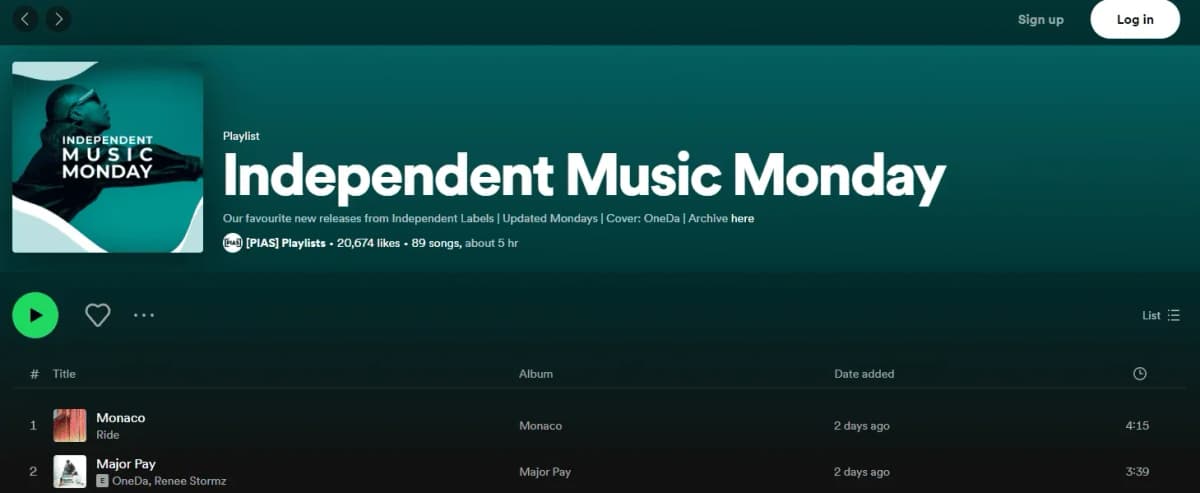 Spotify curated playlist