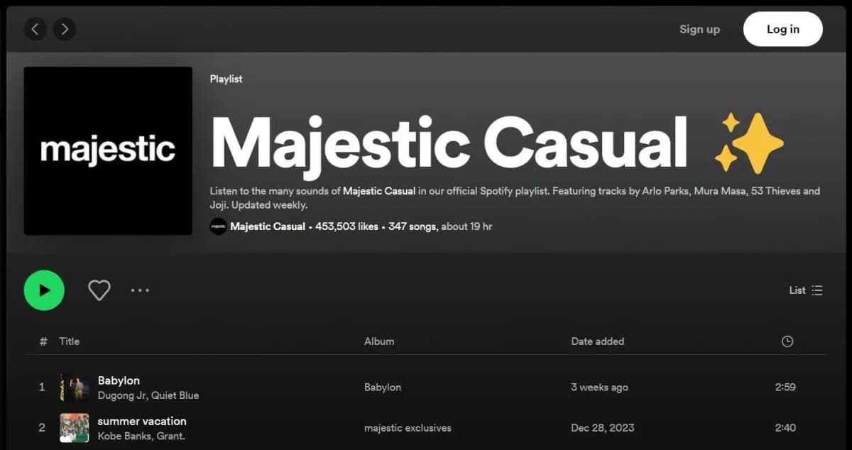 Spotify curated playlist