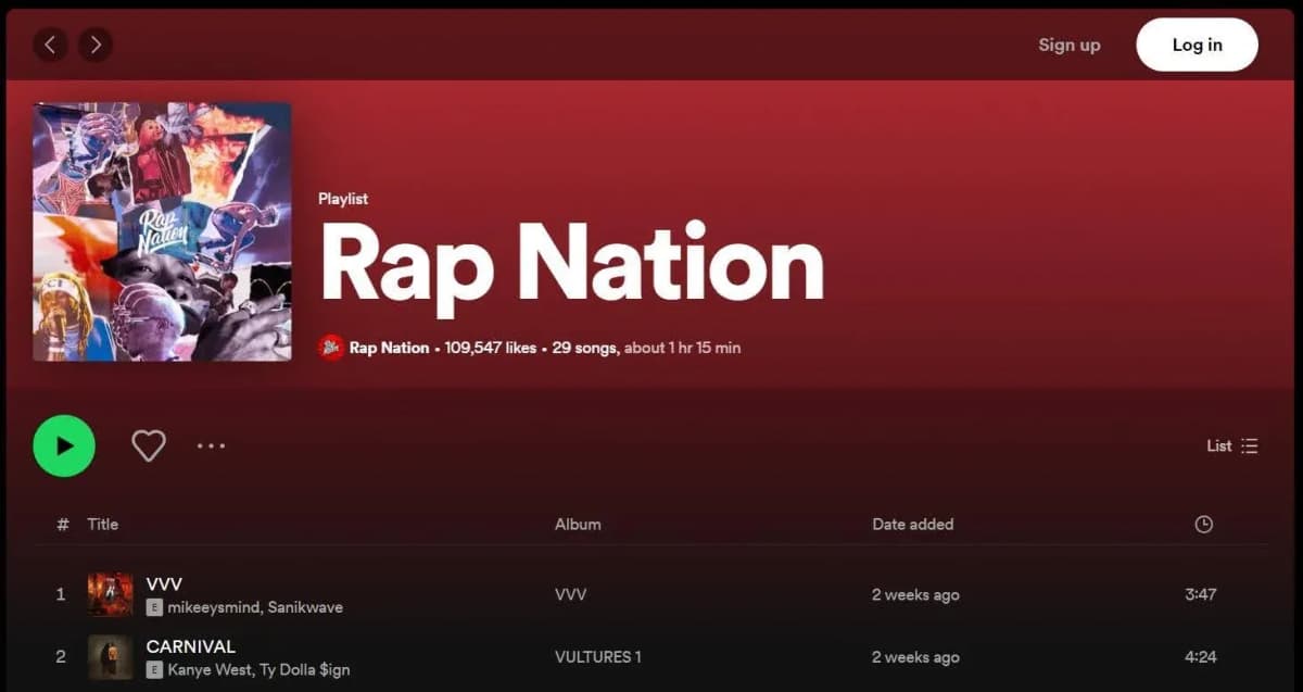 Spotify curated playlist