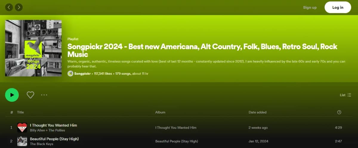 Spotify curated playlist