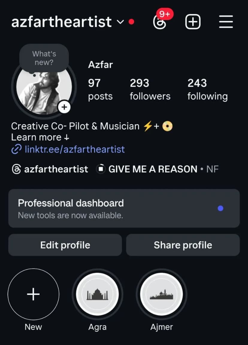 added music to instagram profile bio
