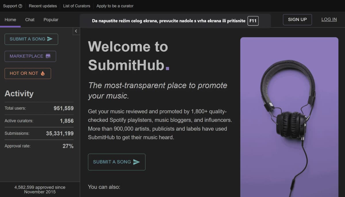 SubmitHub screenshot