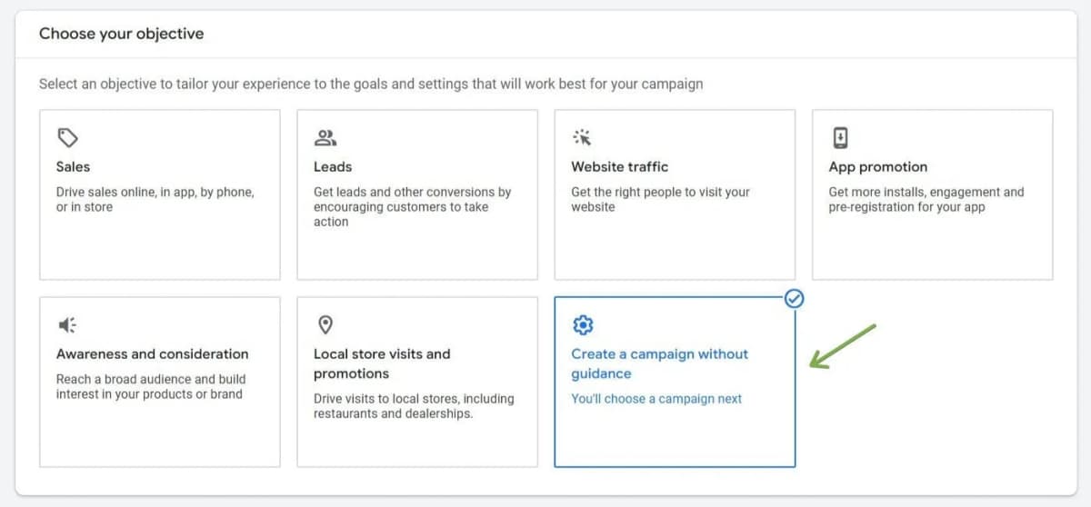 Choose your objective while creating youtube ads