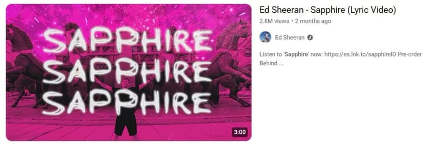 Ed sheeran sapphire lyric video