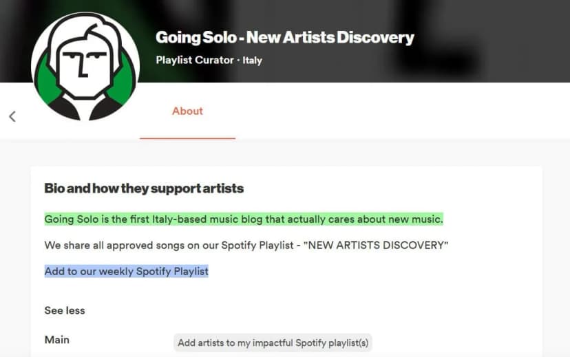 Going Solo playlist curator