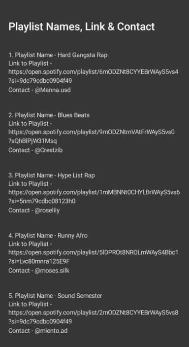 How to keep Spotify curators contacts