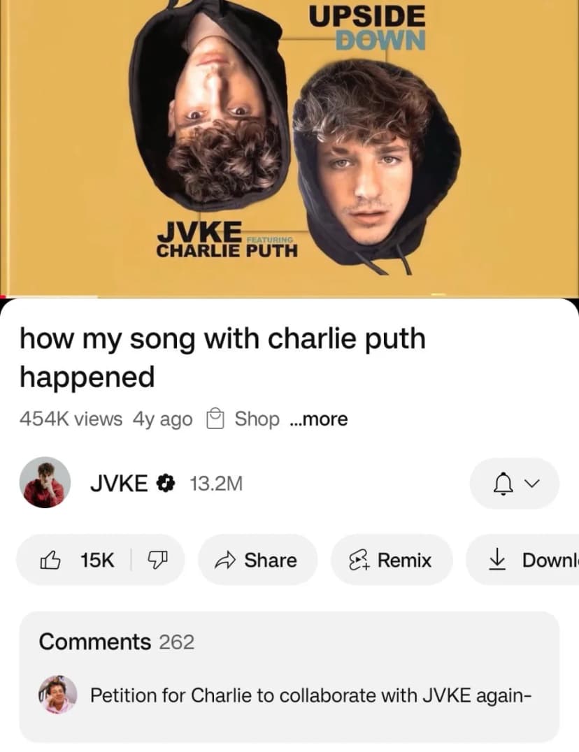 Jvke charlie puth upsidedown video collaboration