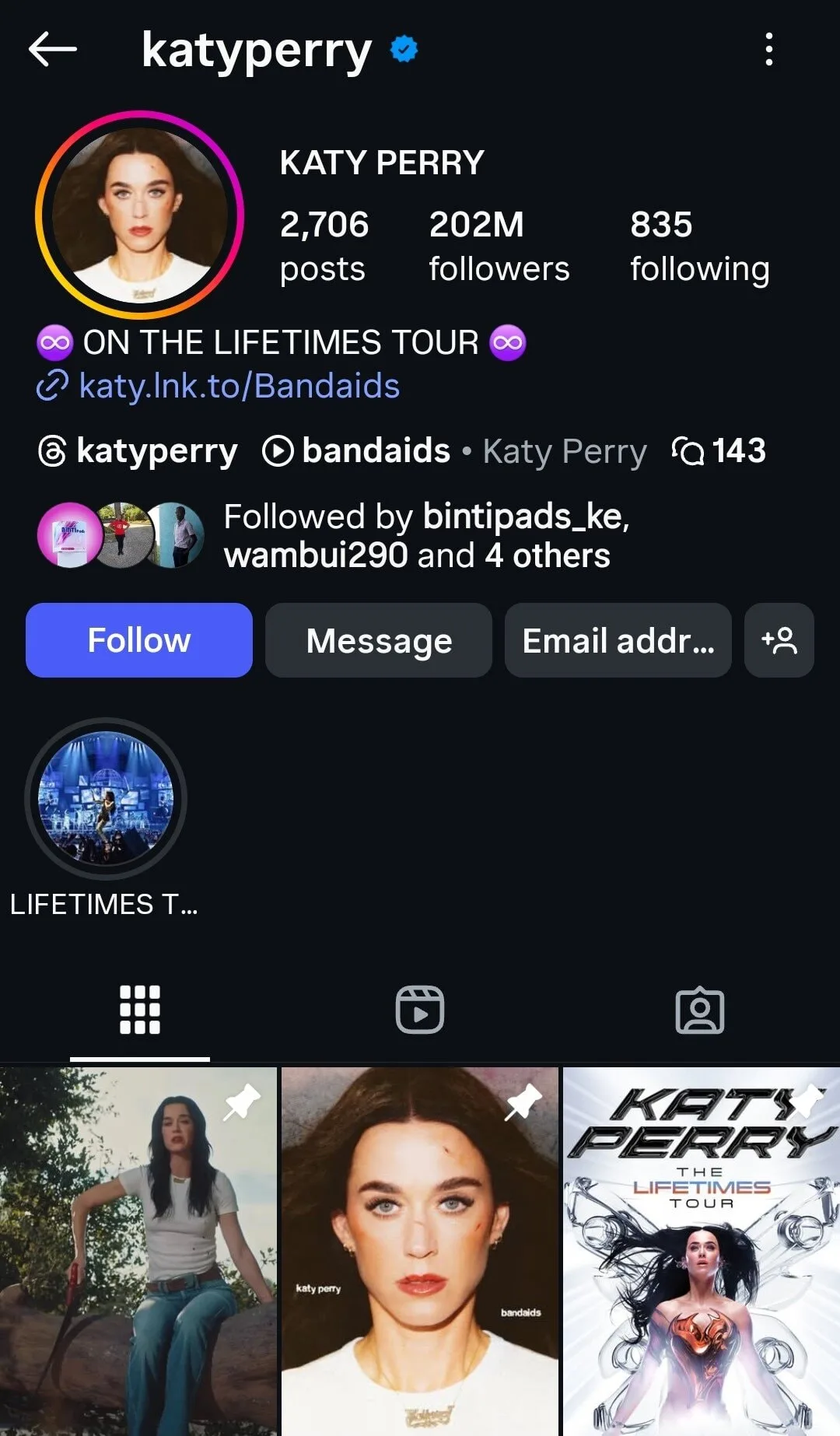 katy perry music instagram profile link in bio