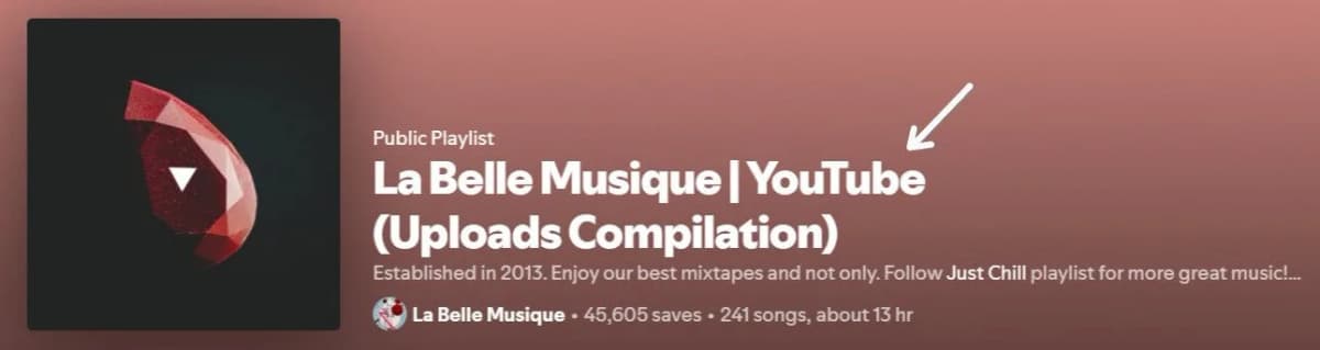 La Belle Musique YouTube to Spotify journey