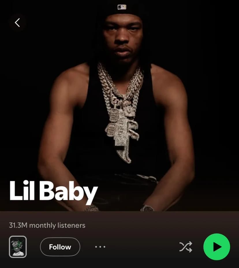 Lil Baby example for professional Spotify header and DP