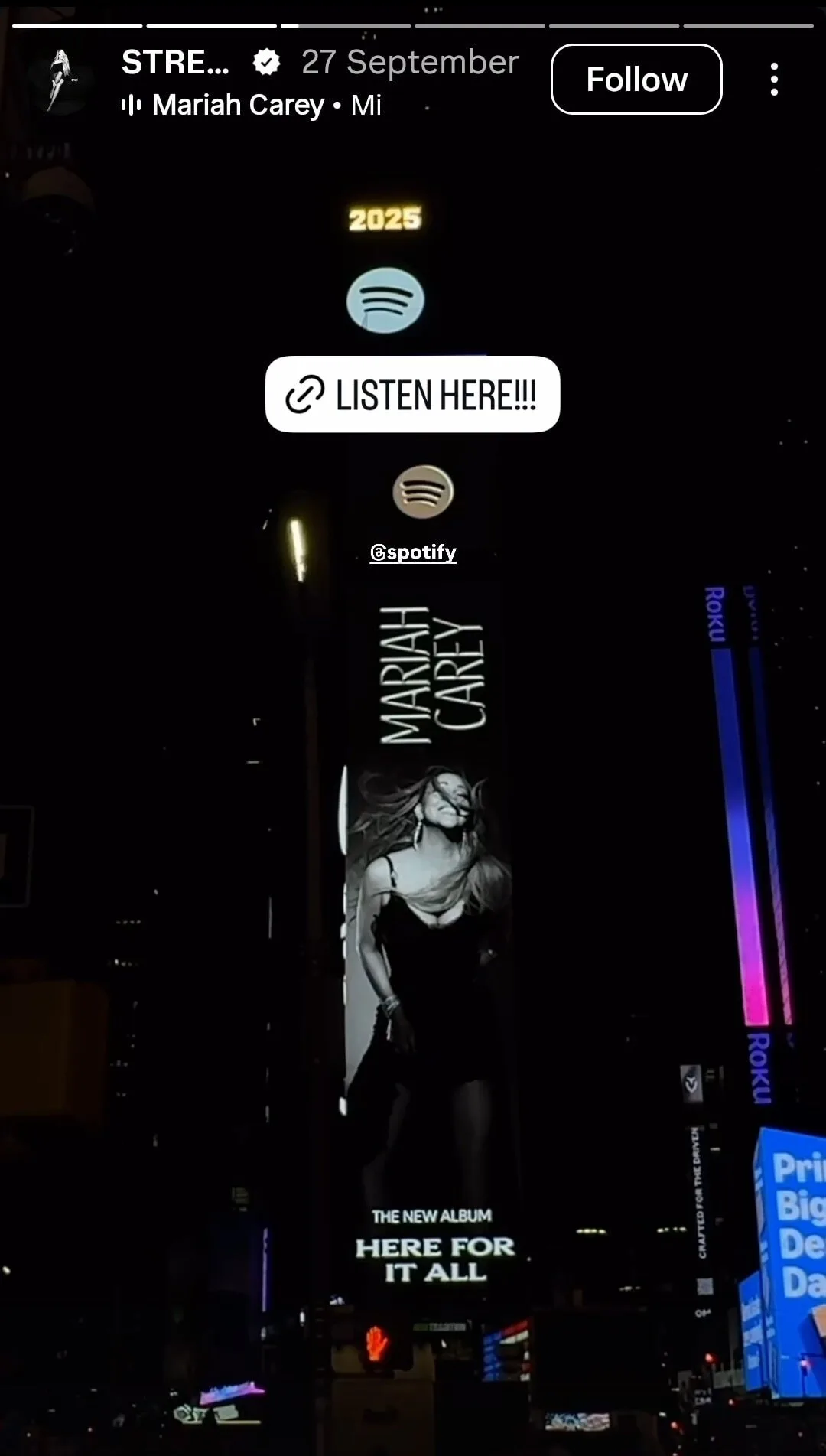 mariah carey instagram story highlight music link
