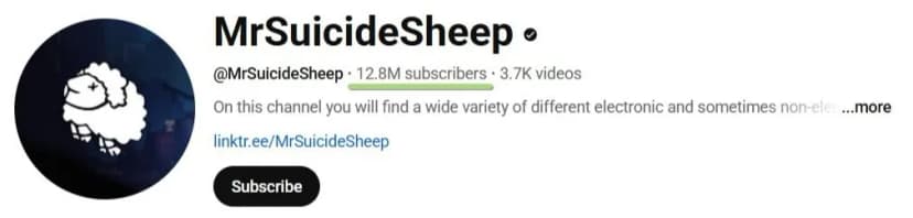 MrSuicideSheep massive YouTube subscriber base