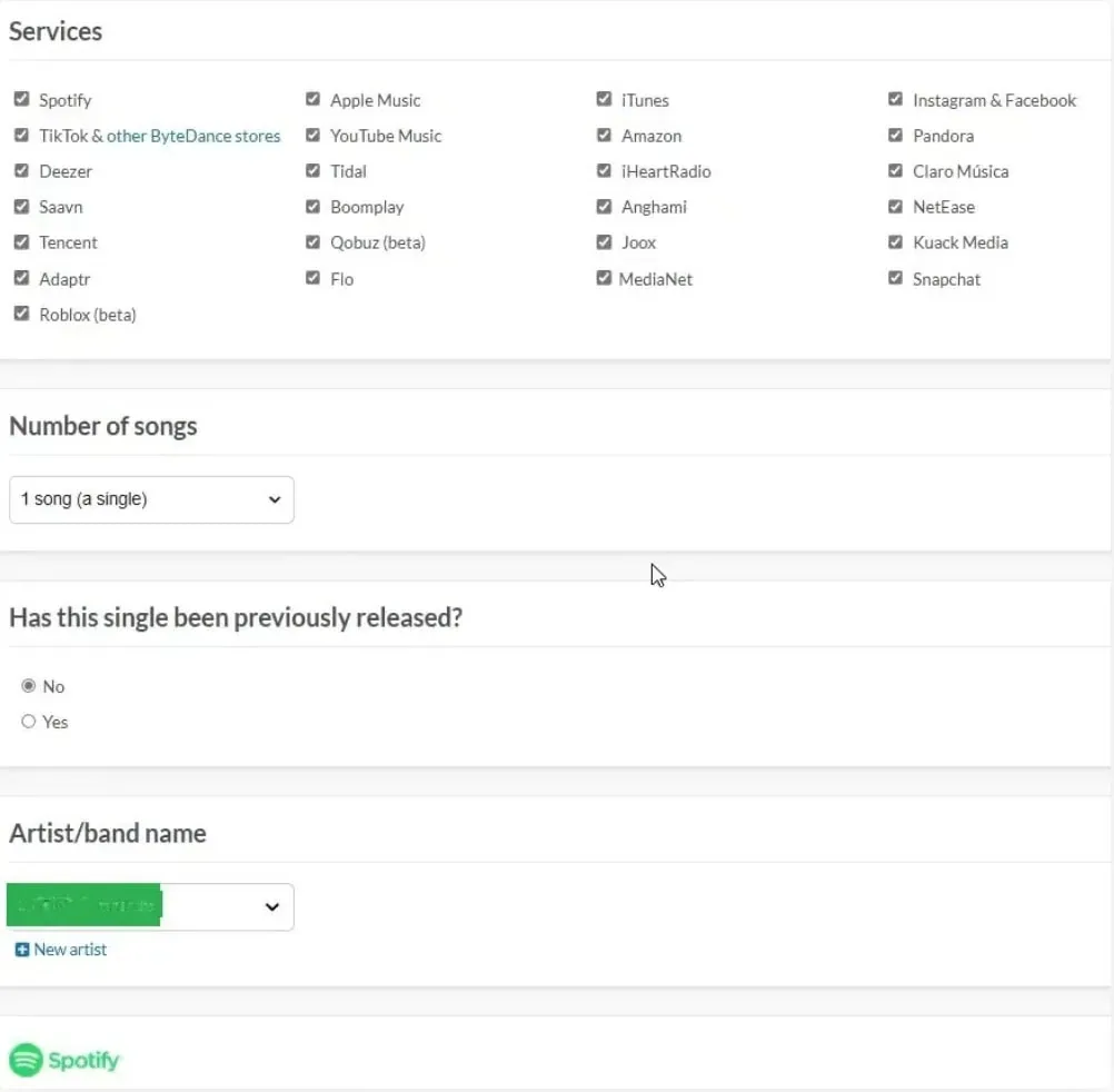 Music distribution services offered by distrokid