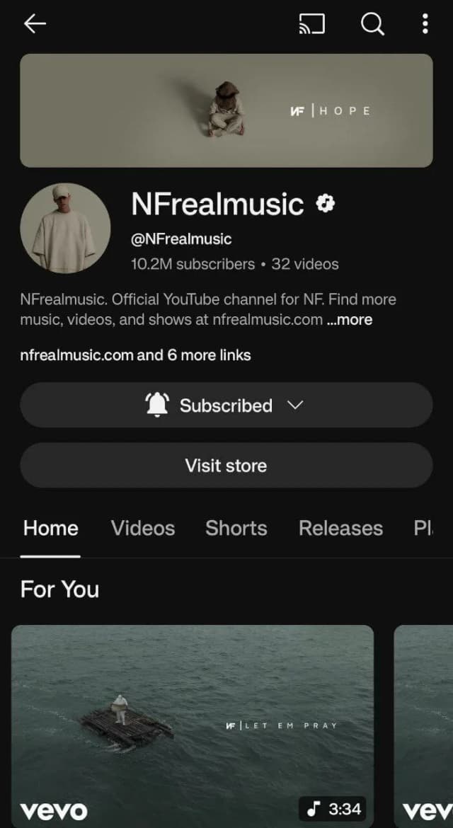 Nf youtube channel example