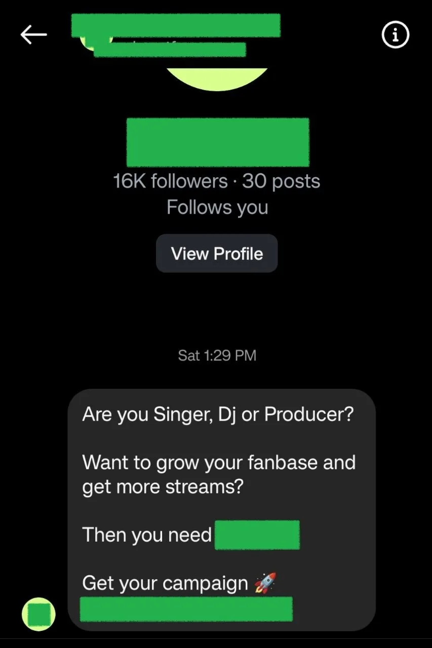 payola example in instagram dm