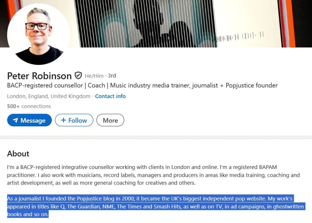 Peter Robinson playlist curator story