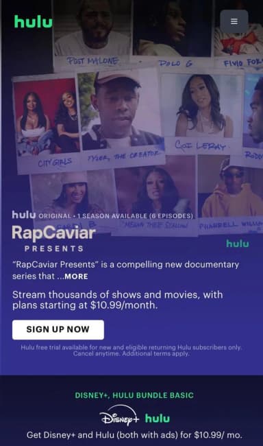 RapCaviar promotes your track on Hulu