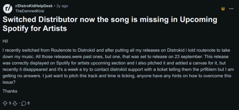 reddit user complaining about the distributor