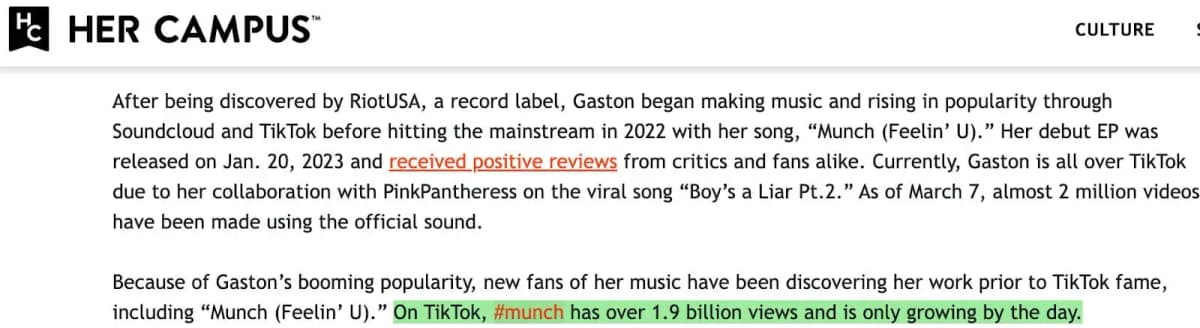 Results of Munch going viral on TikTok