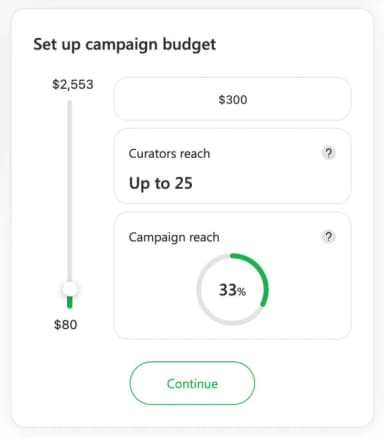 Select campaign budget on Soundcampaign to start a campaign