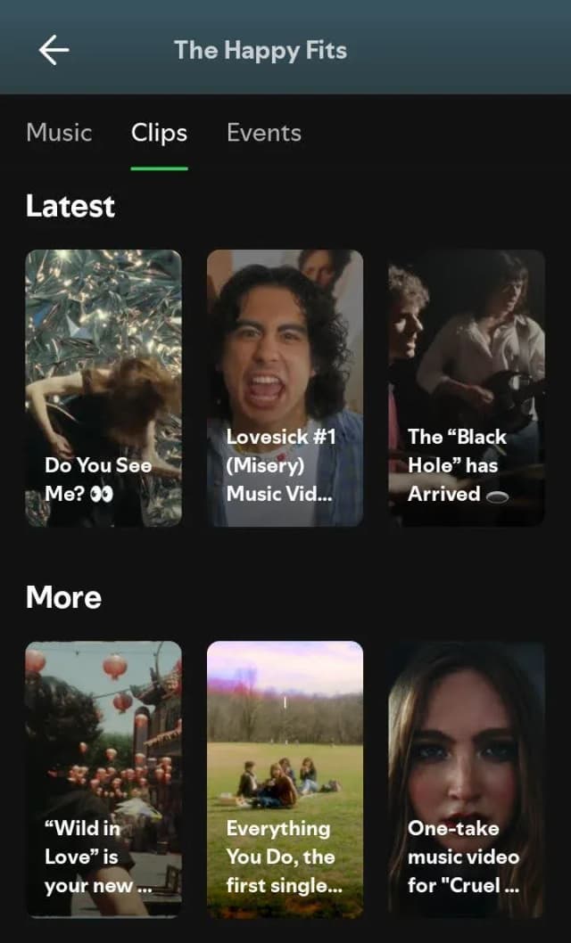spotify clips the happy fits music