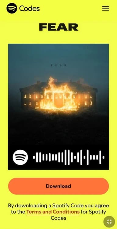 Spotify codes generated example