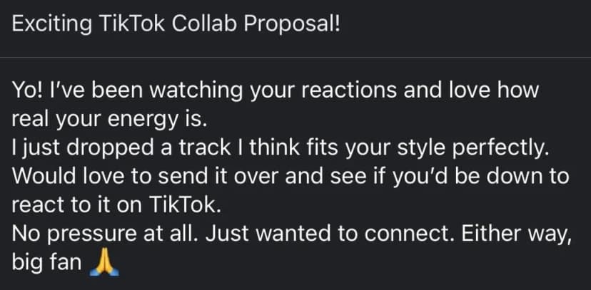 TikTok collab pitch