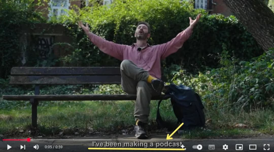 Tom Rosenthal stranger podcast on a bench