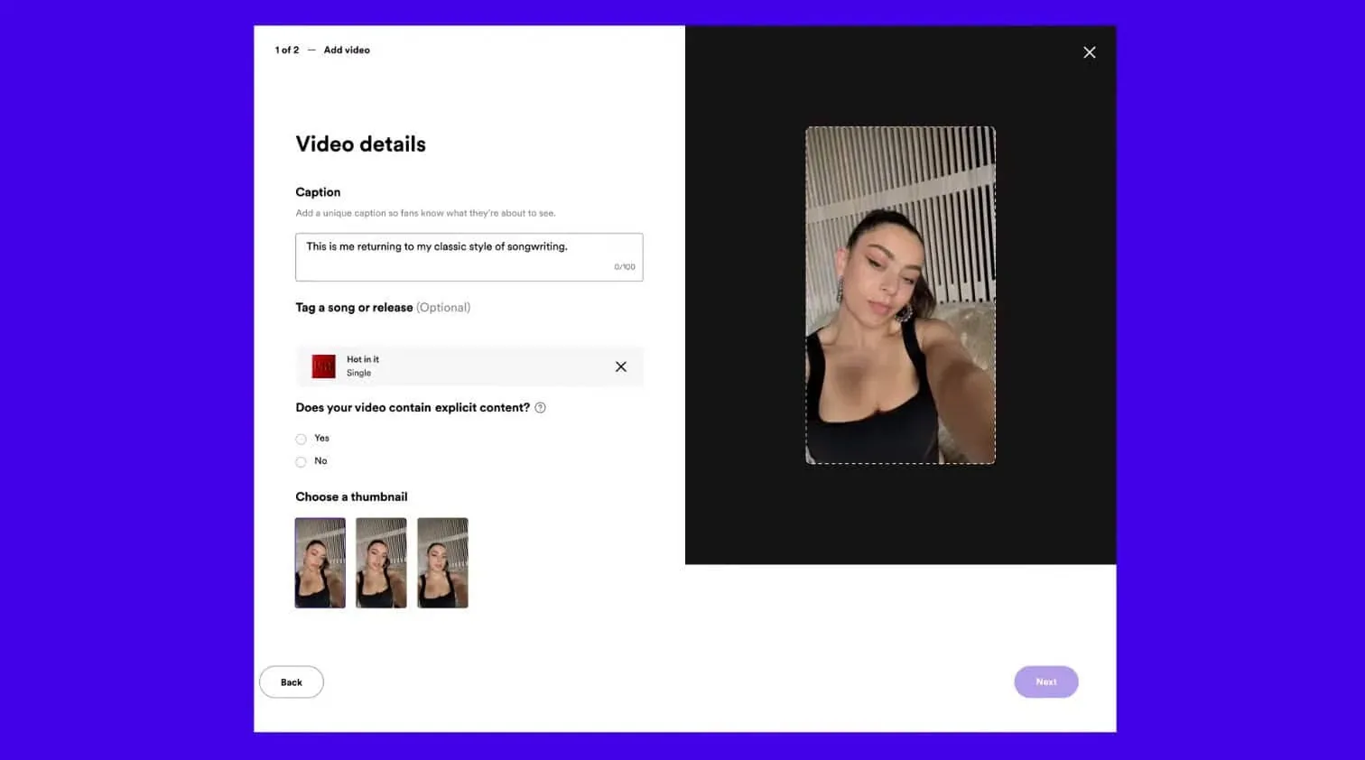video details create spotify clips