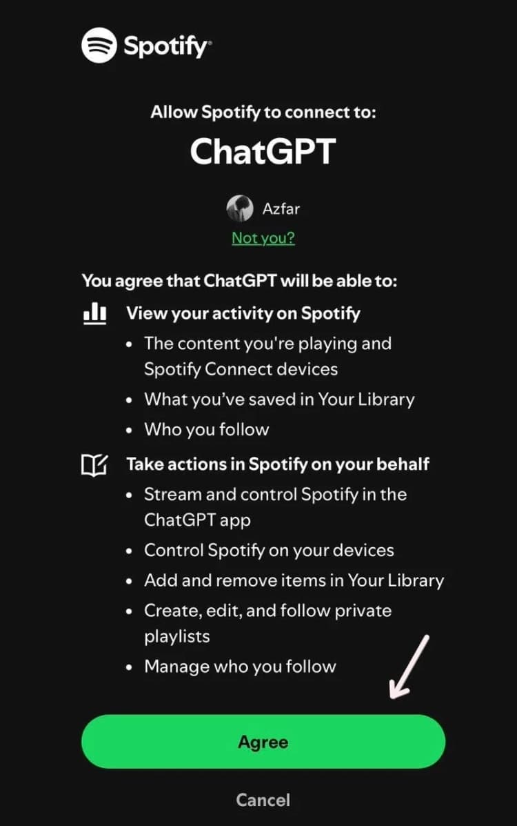 allowing chatgpt to connect with spotify
