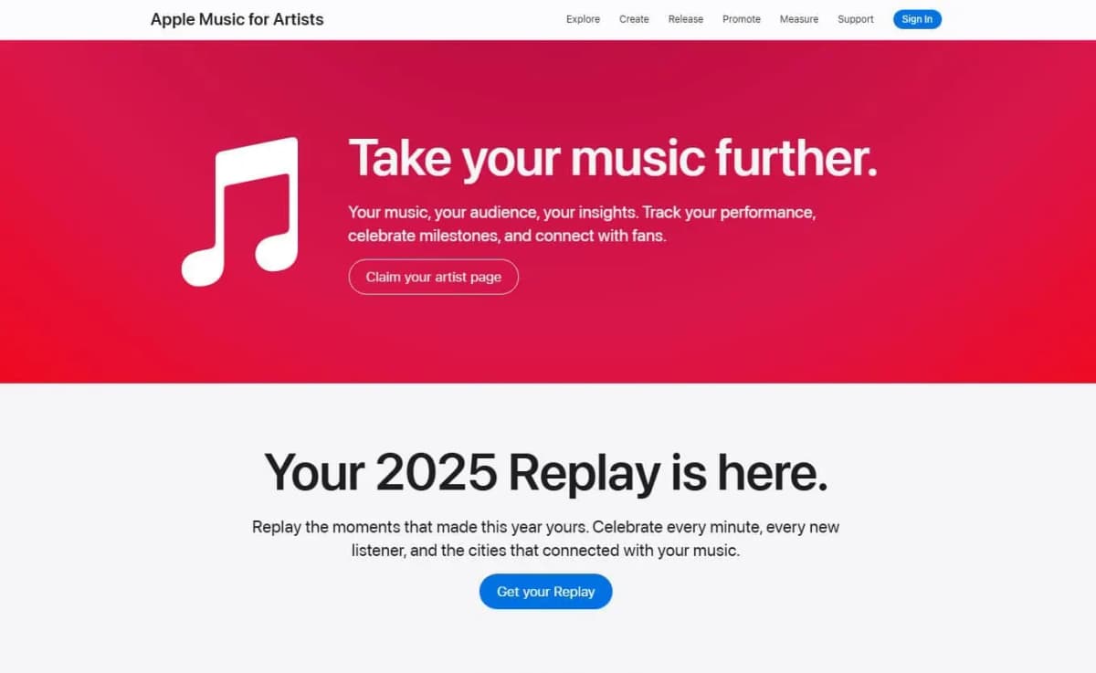 apple music for artists explore homepage