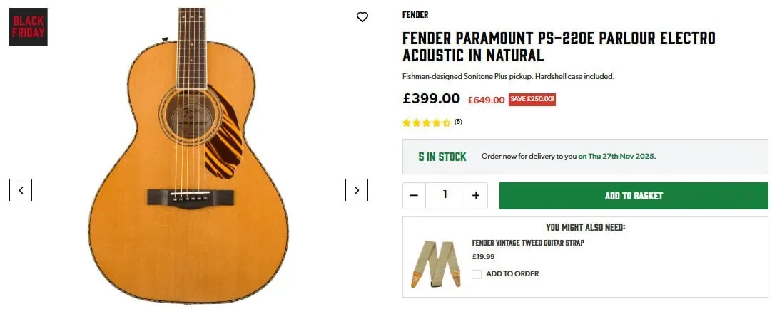 black friday music deals acoustic guitar