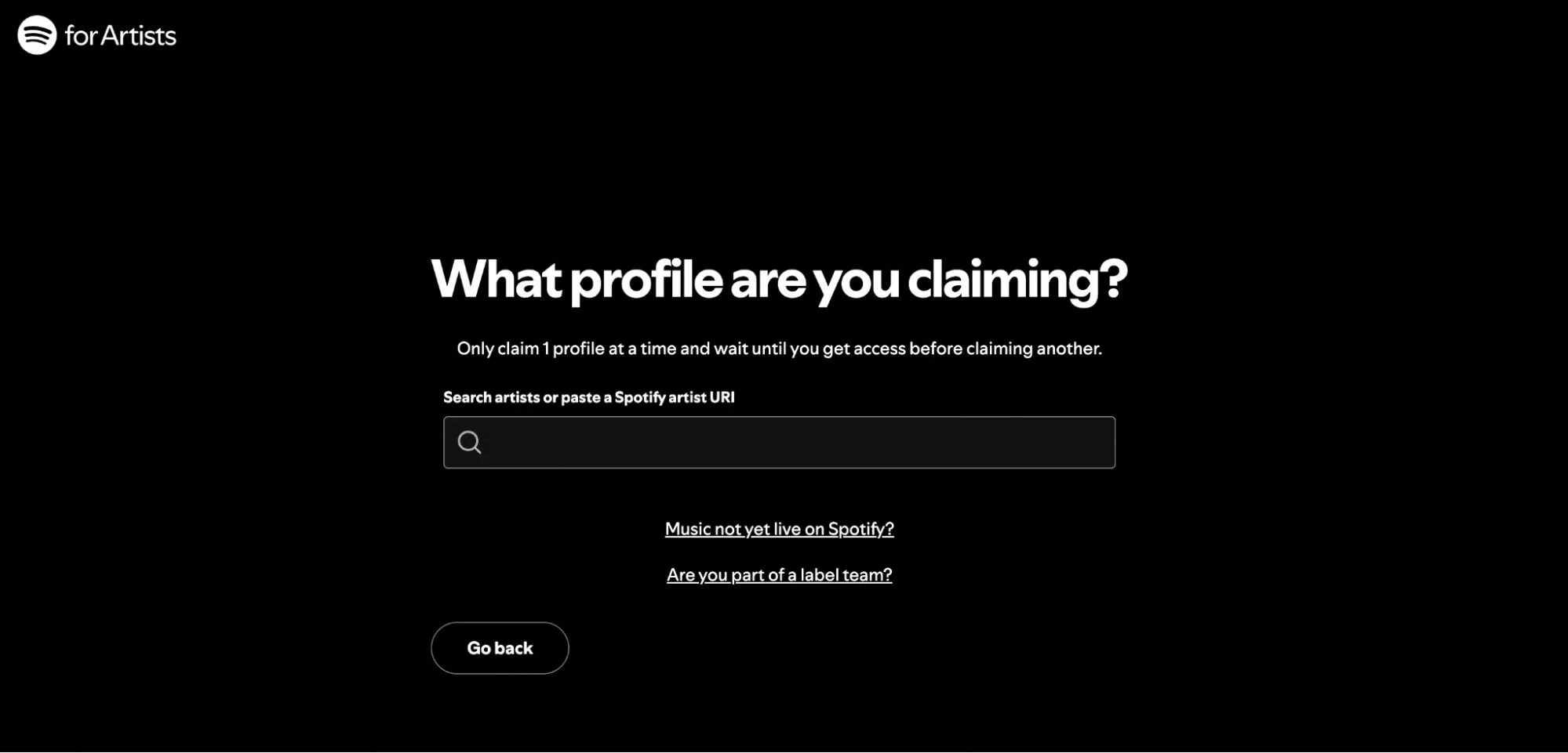 Claim Spotify profile and get verified