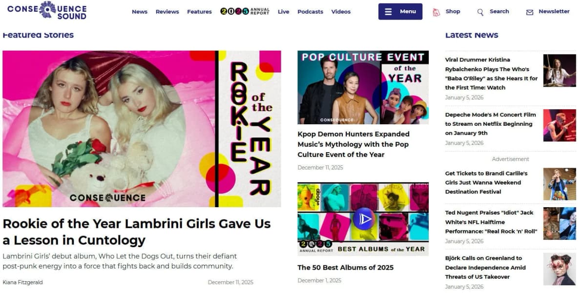 Consequence sound music blog