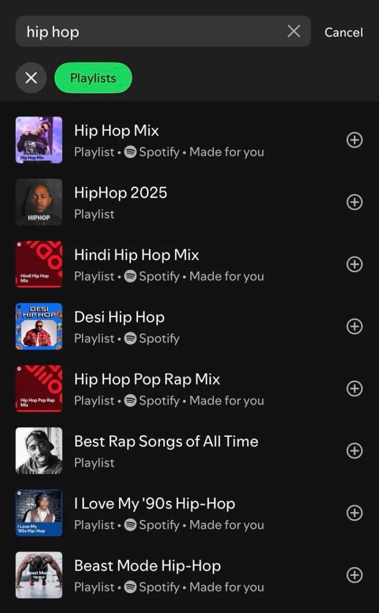 finding spotify playlists via search
