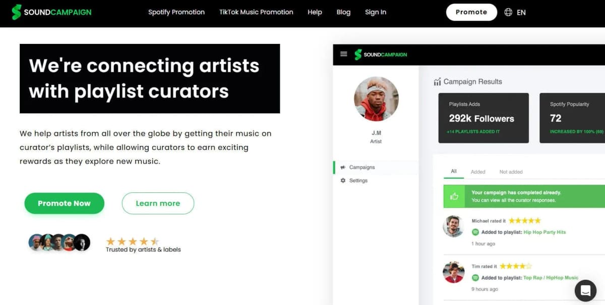 Get into Spotify playlists with SoundCampaign