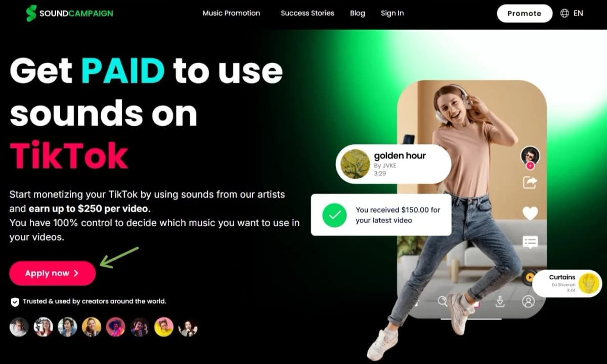 Get paid to use sounds on tiktok by soundcampaign