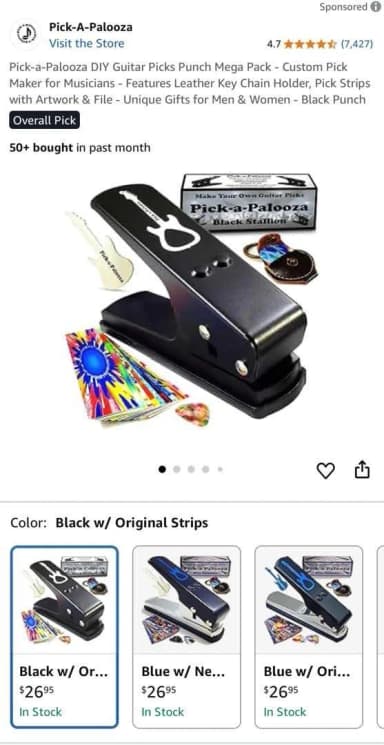 Guitar pick punch christmas gifts musicians