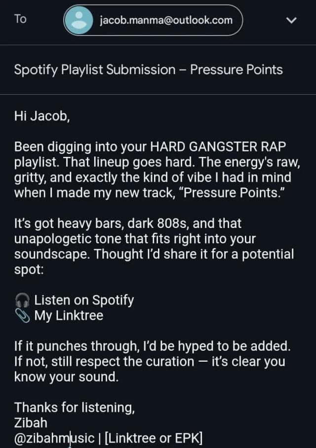 How to write an email list to contact Spotify playlist curators