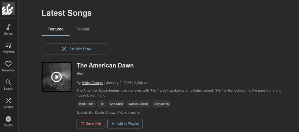 Indie shuffle music blog