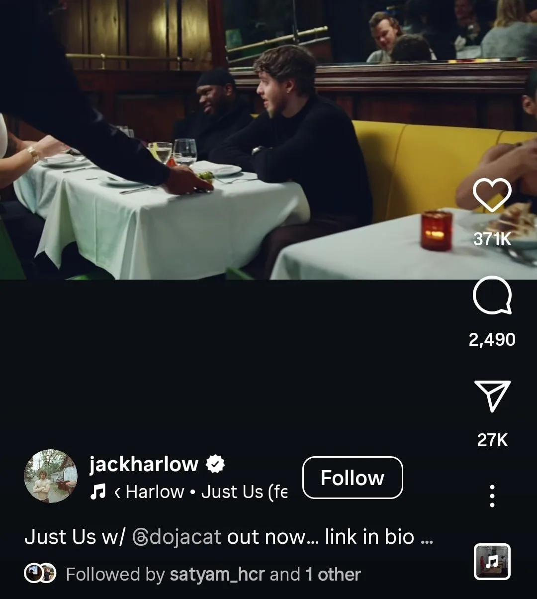 Jack Harlow and Doja Cat promotion and collab on Instagram