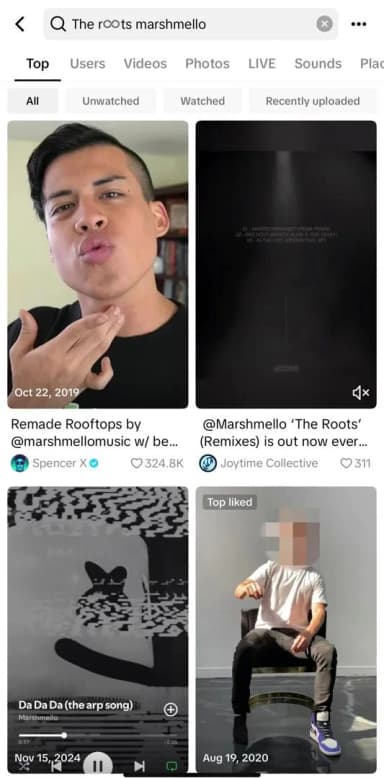 Marshmellow UGC results on TikTok