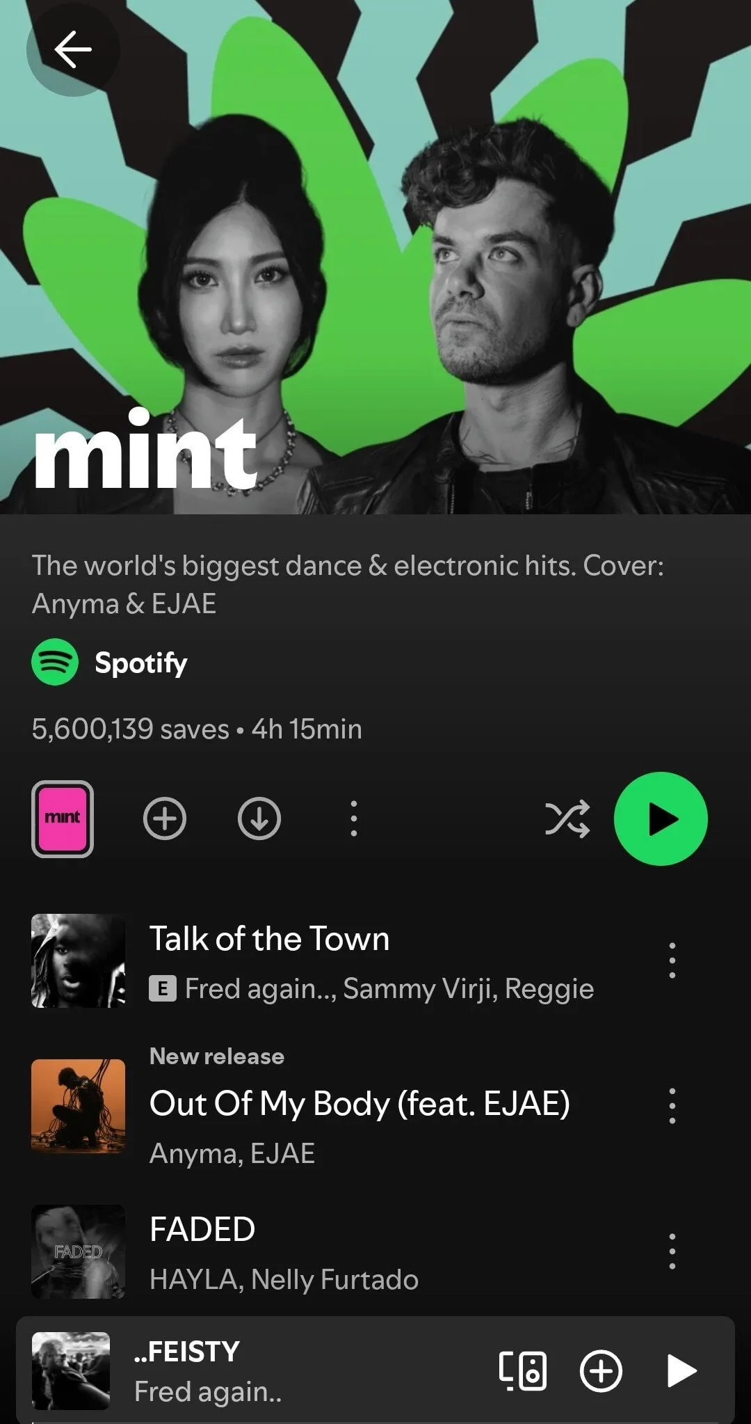 mint spotify dance electronic playlist