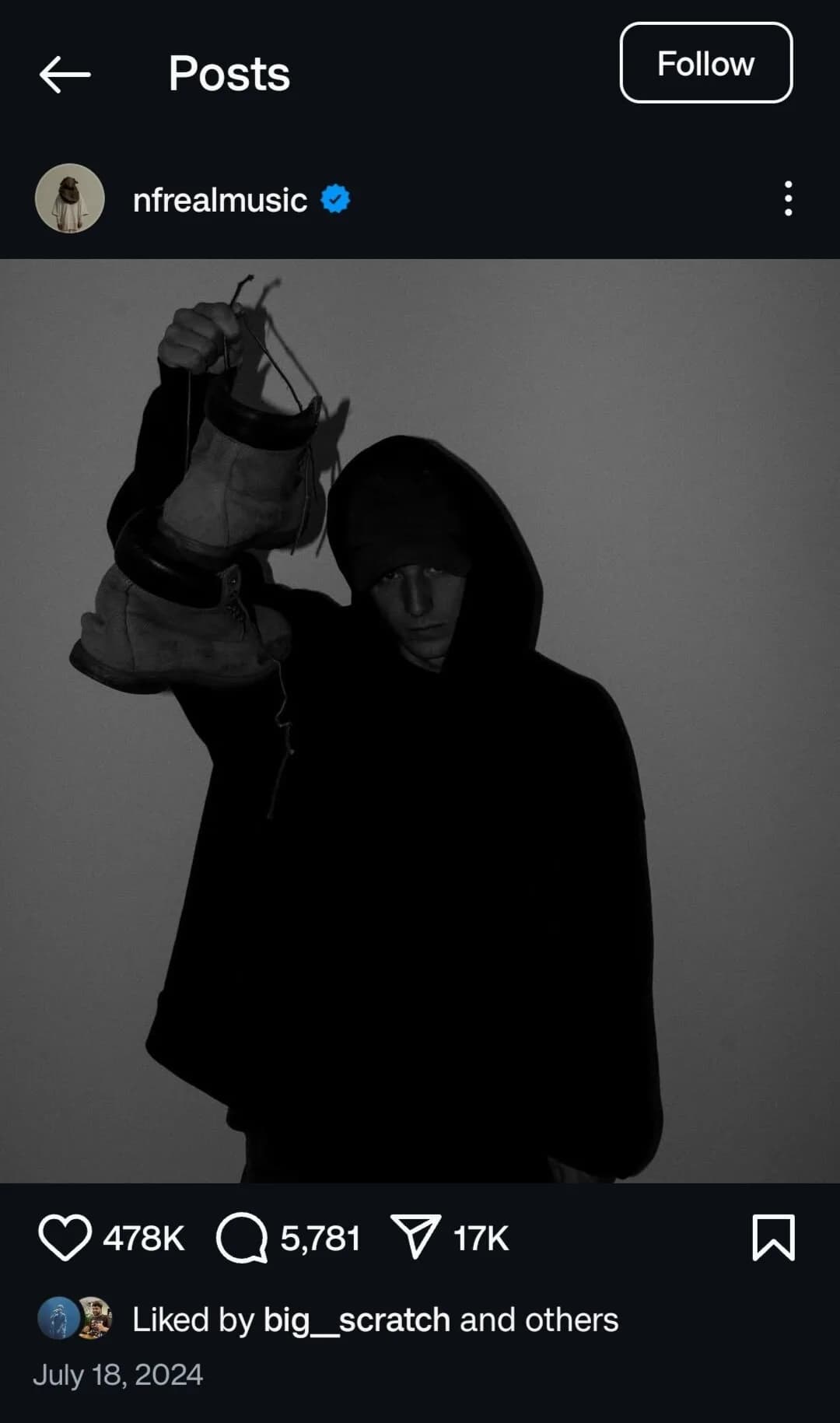 NF Instagram post