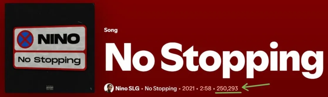 No stopping song Spotify streams