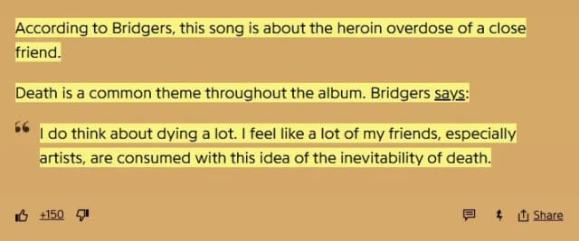 Phoebe Bridgers about funeral song