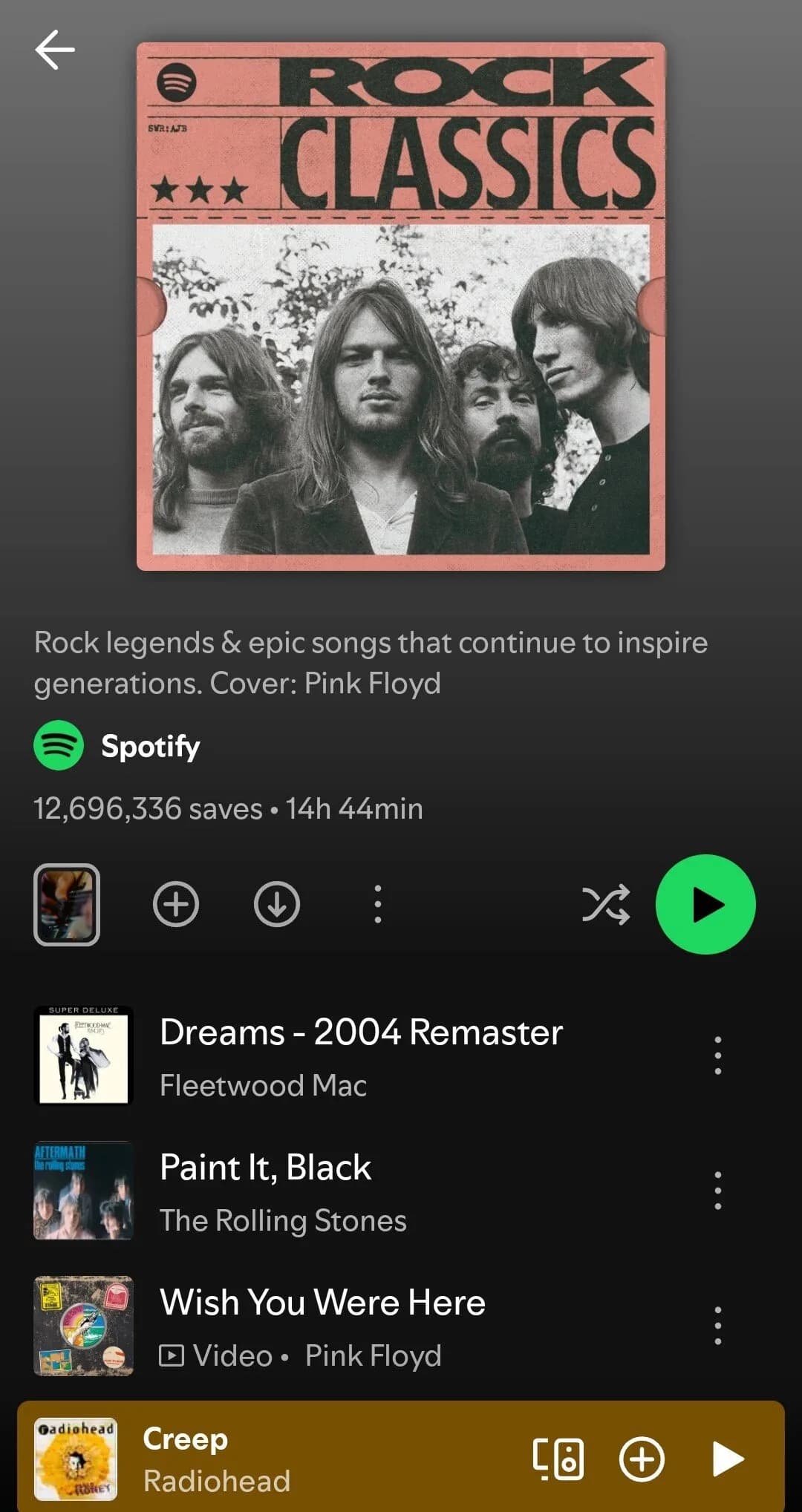 rock classics spotify playlist