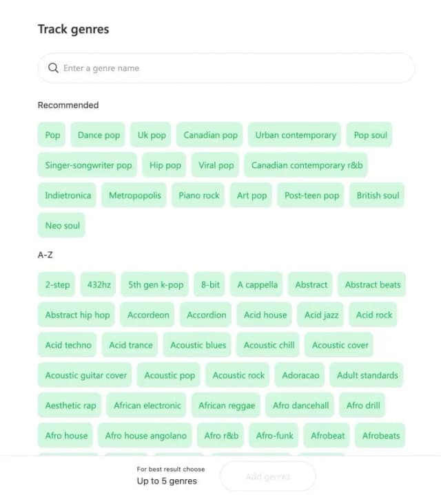 Select a suitable genre to get playlisted and gain followers on Spotify