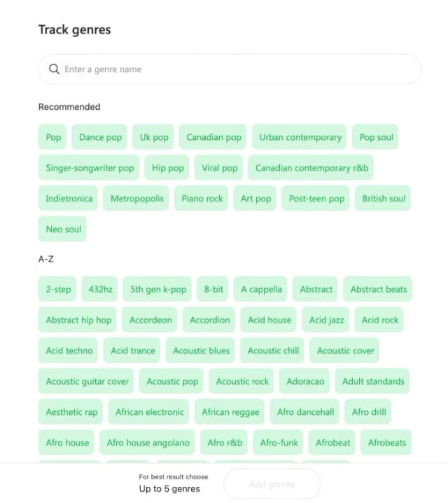 Selecting genre when submitting music to SoundCampaign Spotify Playlists